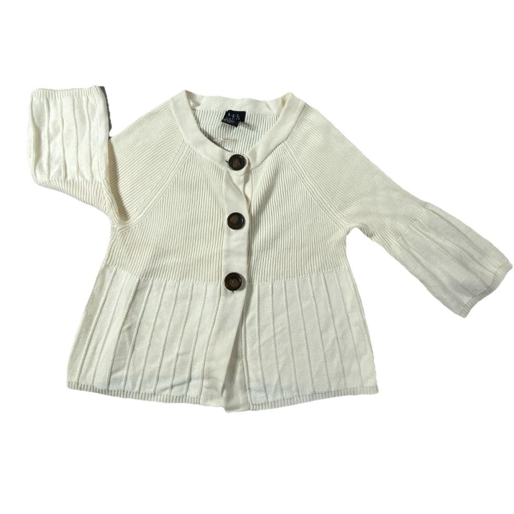 Womens Cream Cardigan Sweater PXL Big Button Front Knit Casual Soft Minimalist